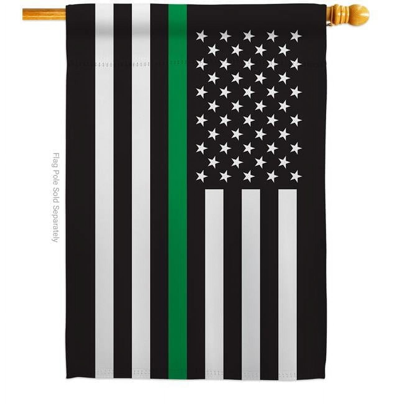 28 x 40 in. Thin Green Line House Flag with Armed Forces Service Double-Sided Decorative Horizontal Flags Decoration Banner Garden Yard Gift