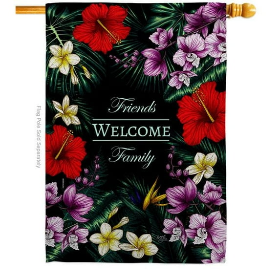 28 x 40 in. Tropical Bouquet Garden Floral House Flag with Double-Sided Decorative Vertical Flags