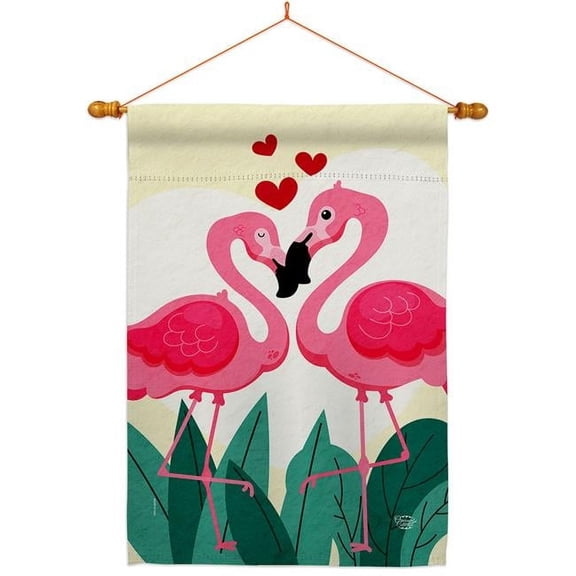 28 x 40 in. True Love Flamingo House Flag Set Springtime Valentine Double-Sided Decorative Vertical Flags & Decoration Banner Garden Yard Gift