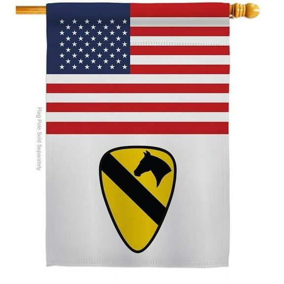 28 x 40 in. US 1st Cavalry House Flag with Armed Forces Army Double-Sided Decorative Vertical Flags Decoration Banner Garden Yard Gift