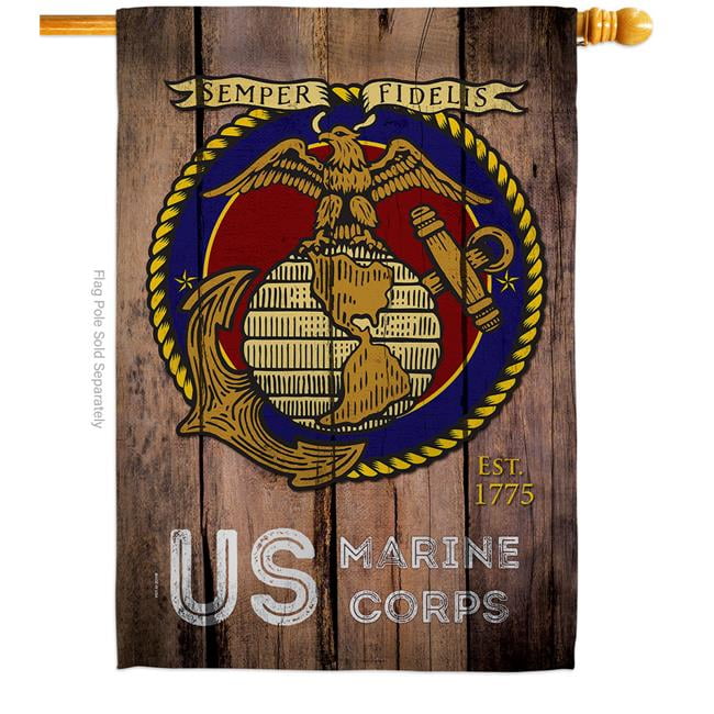 28 x 40 in. US Marine Corps House Flag with Armed Forces Double-Sided Decorative Vertical Flags Decoration Banner Garden Yard Gift