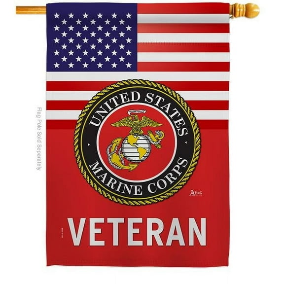 28 x 40 in. US Marine Corps Veteran House Flag with Armed Forces Double-Sided Decorative Vertical Flags Decoration Banner Garden Yard Gift