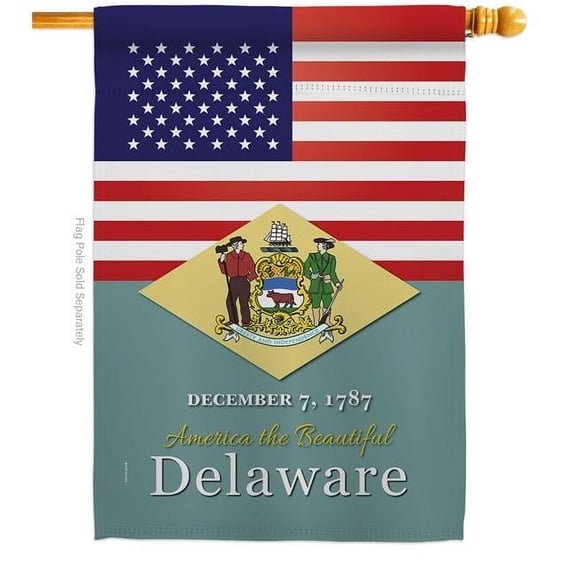 28 x 40 in. USA Delaware American State Vertical House Flag with Double-Sided Decorative Banner Garden Yard Gift
