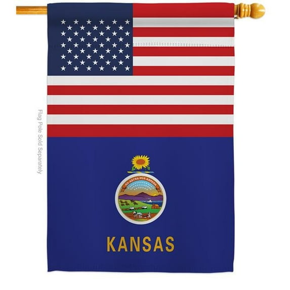 28 x 40 in. USA Kansas American State Vertical House Flag with Double-Sided Decorative Banner Garden Yard Gift