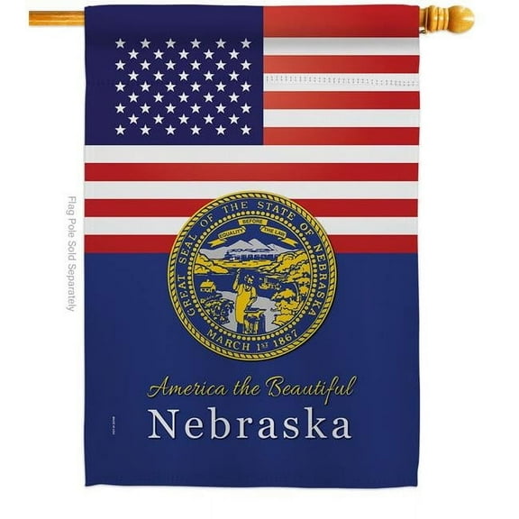 28 x 40 in. USA Nebraska American State Vertical House Flag with Double-Sided Decorative Banner Garden Yard Gift