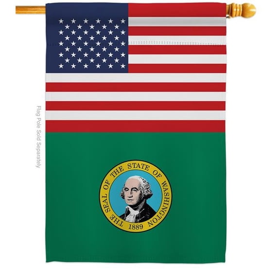 28 x 40 in. USA Washington American State Vertical House Flag with Double-Sided Decorative Banner Garden Yard Gift