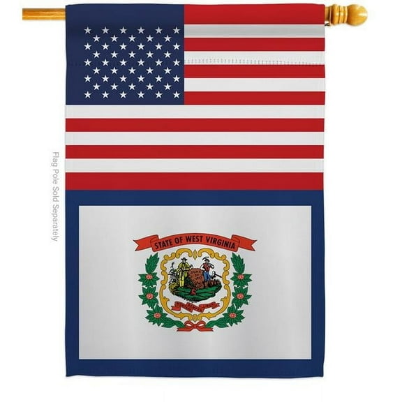 28 x 40 in. USA West Virginia American State Vertical House Flag with Double-Sided Decorative Banner Garden Yard Gift