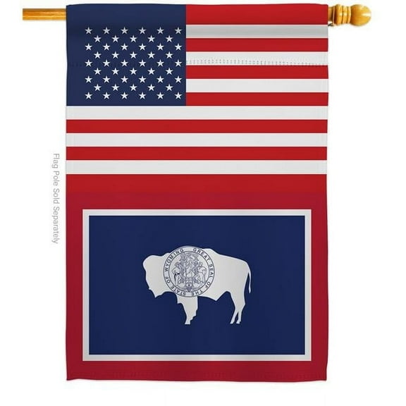28 x 40 in. USA Wyoming American State Vertical House Flag with Double-Sided Decorative Banner Garden Yard Gift