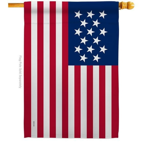 28 x 40 in. United State 1795-1818 American Old Glory House Flag with Double-Sided Decorative Banner Garden Yard Gift