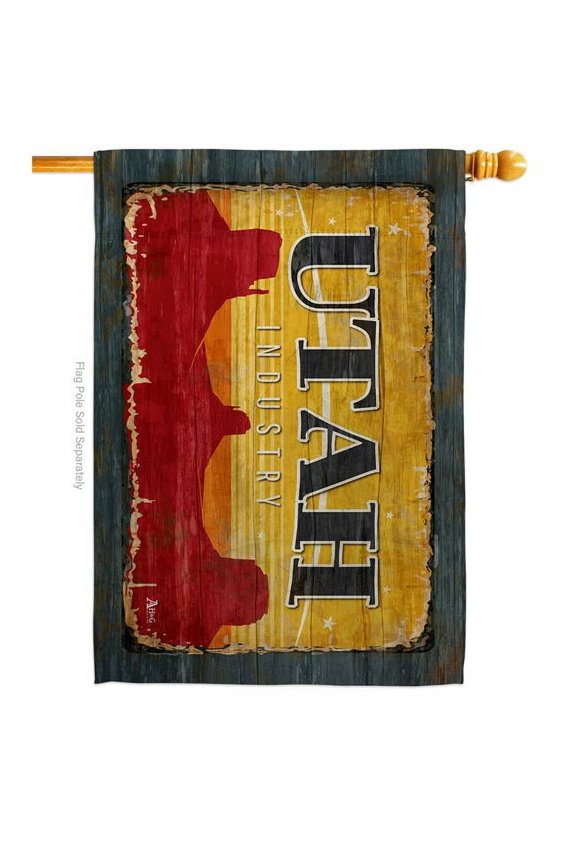 28 x 40 in. Utah Vintage American State House Flag with Double-Sided Horizontal Decoration Banner Garden Yard Gift