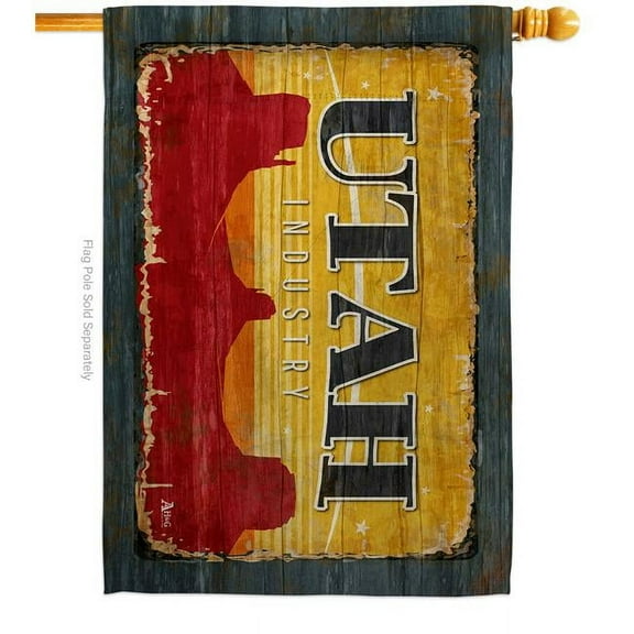 28 x 40 in. Utah Vintage American State House Flag with Double-Sided Horizontal Decoration Banner Garden Yard Gift