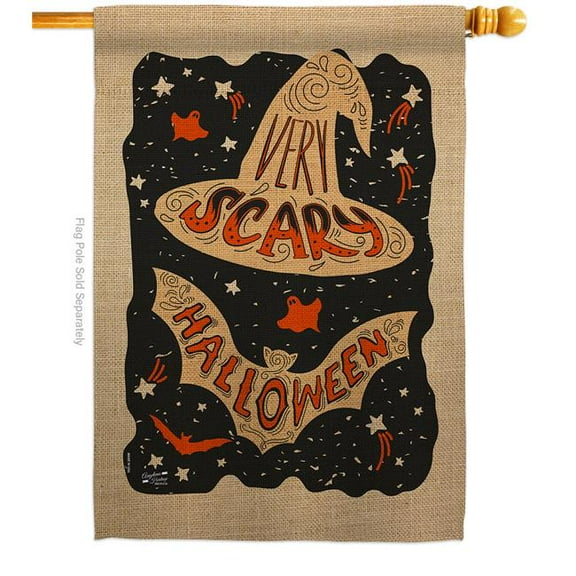 28 x 40 in. Very Scary Halloween House Flag with Fall Double-Sided Decorative Vertical Flags Decoration Banner Garden Yard Gift