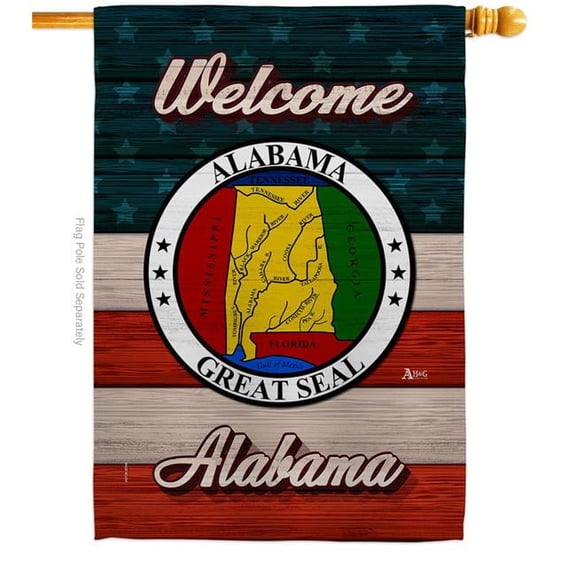 28 x 40 in. Welcome Alabama Double-Sided Vertical Decoration Banner House & Garden Flag - Yard Gift