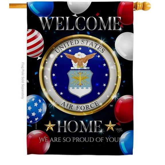 28 x 40 in. Welcome Home Air Force House Flag with Armed Forces Double-Sided Decorative Vertical Flags Decoration Banner Garden Yard Gift