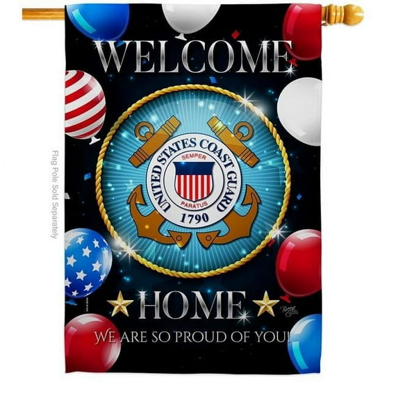 28 x 40 in. Welcome Home Coast Guard House Flag with Armed Forces Double-Sided Decorative Vertical Flags Decoration Banner Garden Yard Gift