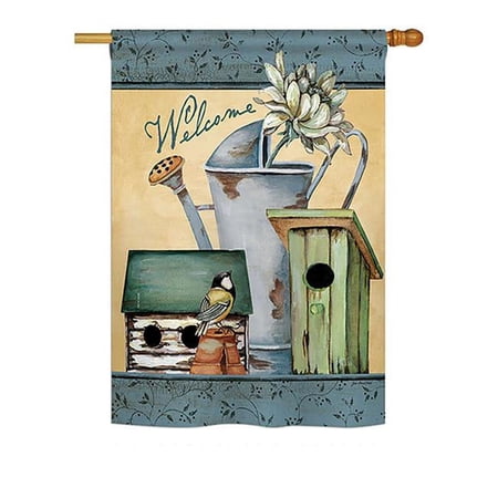 28 x 40 in. Welcome Spring Garden Inspirational Sweet Home Impressions Decorative Vertical Double Sided House Flag