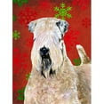 thumbnail image 1 of 28 x 40 in. Wheaten Terrier Soft Coated Red Snowflakes Holiday Christmas Flag House Size, 1 of 1