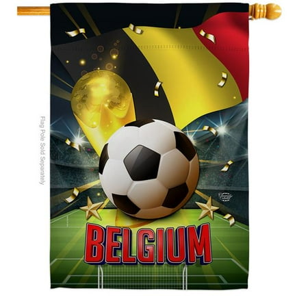28 x 40 in. World Cup Belgium Sports Soccer Double-Sided Vertical Decoration Banner House & Garden Flag - Yard Gift