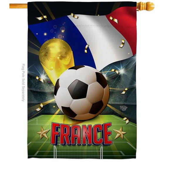 28 x 40 in. World Cup France Sports Soccer Double-Sided Vertical Decoration Banner House & Garden Flag - Yard Gift