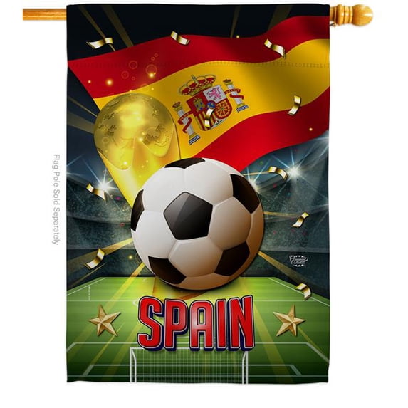 28 x 40 in. World Cup Spain Sports Soccer Double-Sided Vertical Decoration Banner House & Garden Flag - Yard Gift