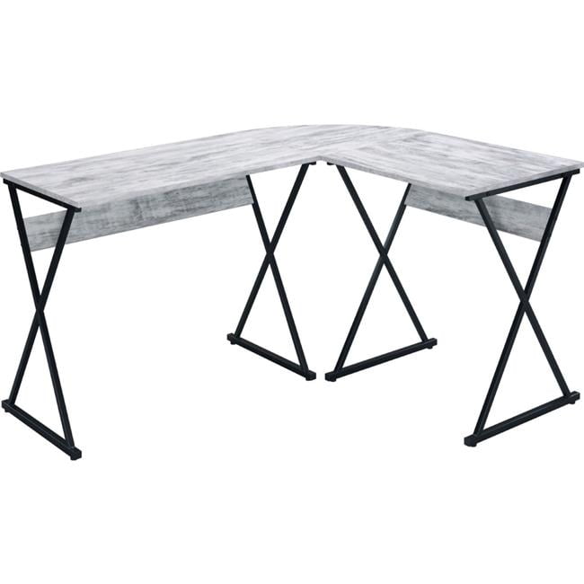 28 x 43 x 50 in. Writing Desk with L Shape & X Metal Legs, Antique ...