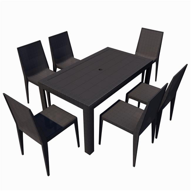 28 x 55 x 31 in. Mace 7 Piece Outdoor Dining Set with Rectangular Table ...