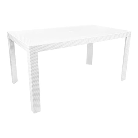 28 x 55 x 31 in. Mace Weave Design Outdoor Dining Table, White