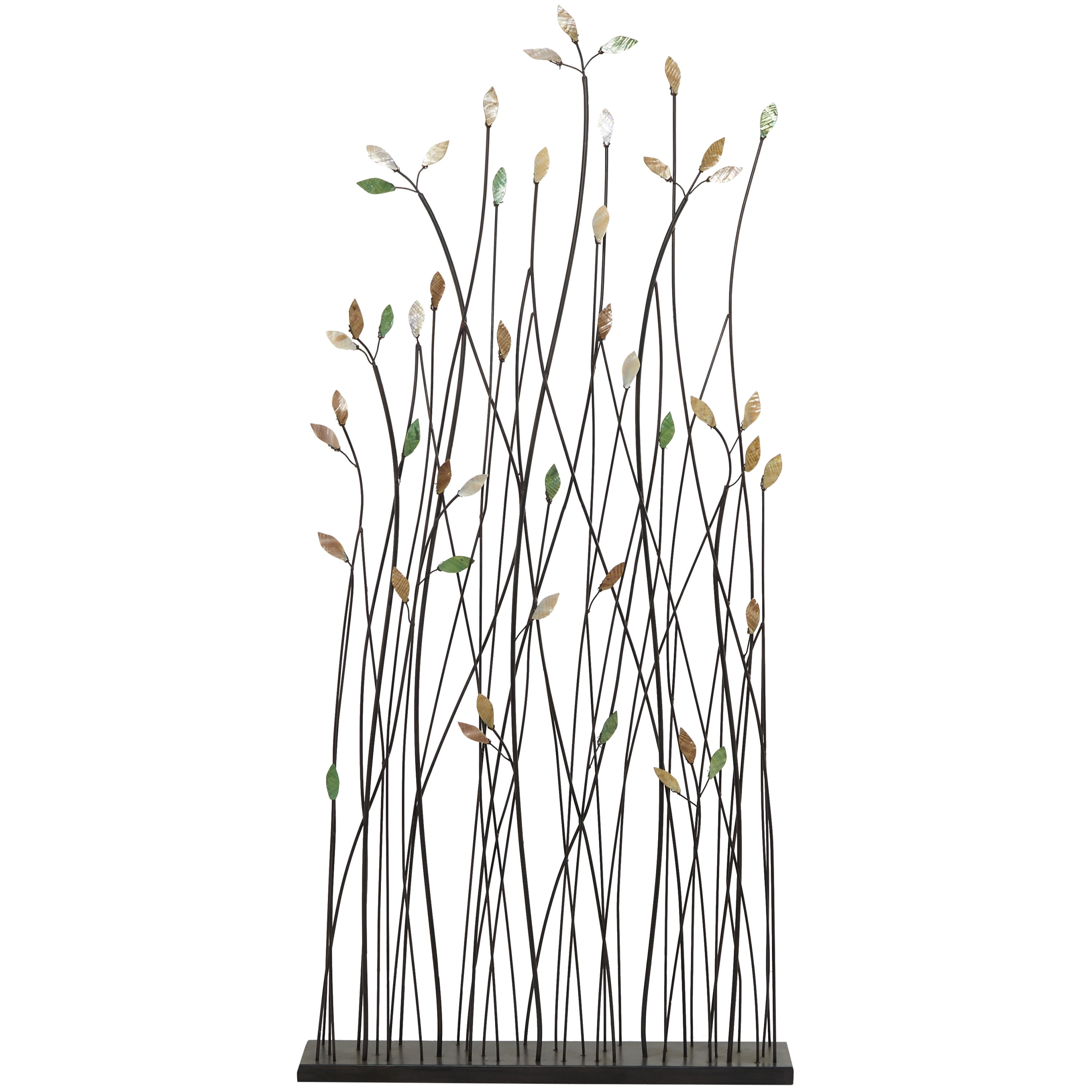 28" x 60" Black Metal Leaf Sculpture with Black Base, by DecMode