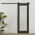 thumbnail image 1 of 28'' x 80'' 1-Lite Black Frosted Glass And Manufactured Wood White Sliding Barn Door With Installation Hardware Kit(No Assembly Required), 1 of 5