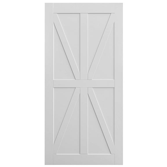 28" x 84" Star Style Real Primed Door Slab, DIY Panel Door, Modern Interior Barn Door, Moisture-proof, Anti-deformation, Pre-Drilled Ready to Assemble, Suitable for Pre-hung and Barn Door