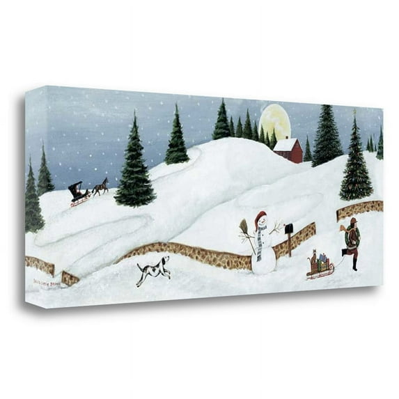 28"x12" Christmas Valley Snowman by David Carter Brown Canvas Fabric Multi-Color