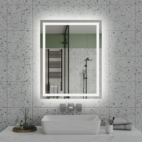 28"x36" LED Bathroom Mirror, Front-Lit and Back-Lit, 3 Color Tem Adjustable, Brightness Memory, Anti-fog LED Vanity Mirror[Unable to ship on weekends]
