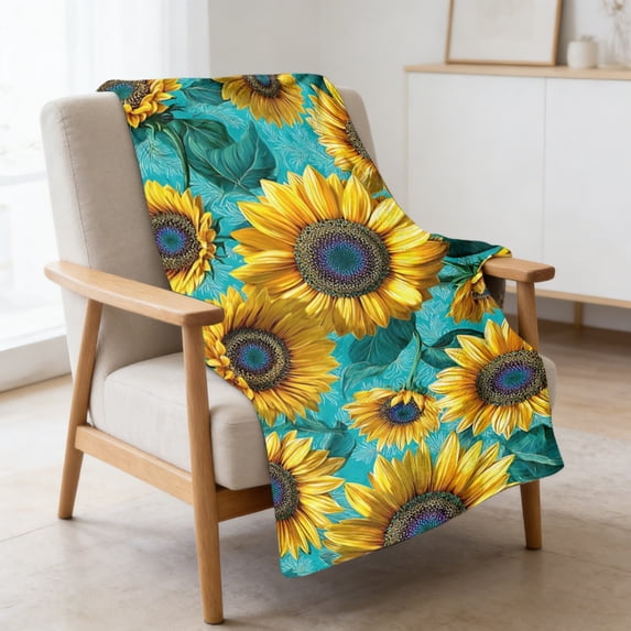 28"x40" Boho Floral Fleece Throw Blanket, Soft Small Flannel Blanket for Couch Chair Decor