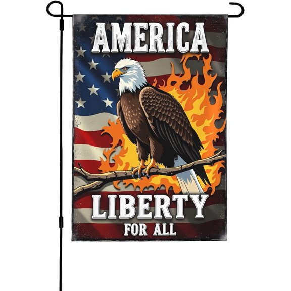 28"x40" Liberty for All Flag America Patriotic Eagle Liberal Progressive Garden Flags Double Sided Yard Signs House Decoration