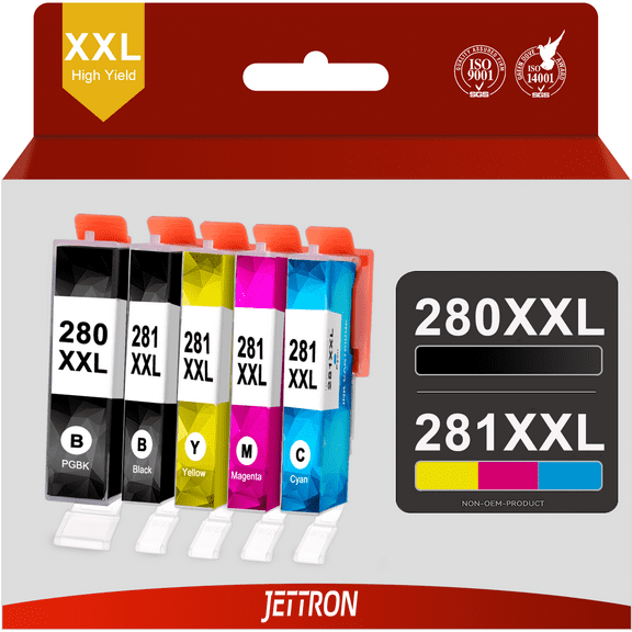 280 281 Ink Cartridge for Canon ink 280 and 281 for PG280 and CL281 for Canon Printer Ink for Canon PIXMA TR7520 TR8520 TR8620 TR8500 TS8222 TS8320 TS8322 TS8120 TS9120 Printer(5-Pack)