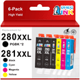thumbnail image 1 of 280 281 Ink Cartridges for Canon Ink 280 and 281 for Canon Pixma TR8600 TR8622 Printer (2 PG Black 1 Black 1 Cyan 1 Magenta 1 Yellow, 6 Pack), 1 of 8