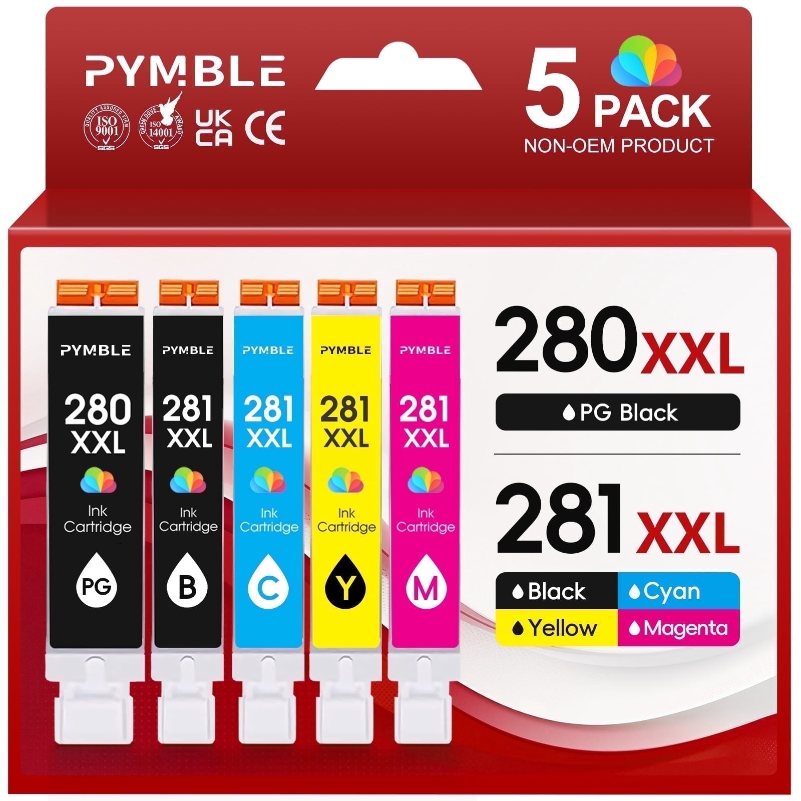 PYMBLE 280XXL Ink Cartridge for Canon 280 281 Printers, High Page Yield ...