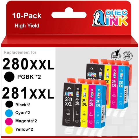 280 281 Cartuchos de Tinta Compatibles para Canon Tinta 280 y 281 para Impresora Canon Pixma TR8600 TR8622 (Paquete de 10)