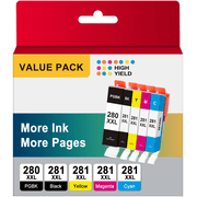 280 281 Ink Cartridges Compatible for Canon Ink 280 and 281 for Canon 280 and 281 Ink for PIXMA TR8520 Printer 5-Pack