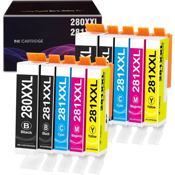 280 Compatible Ink Cartridges Replacement for Canon 280 and 281 PGI-280XXL CLI-281XXL to use with Pixma-TR7500 TR7520 TR8500 TS6120 TS6200 TS702 TS8100 TS8200 TS9520 Printer (10 Pack)
