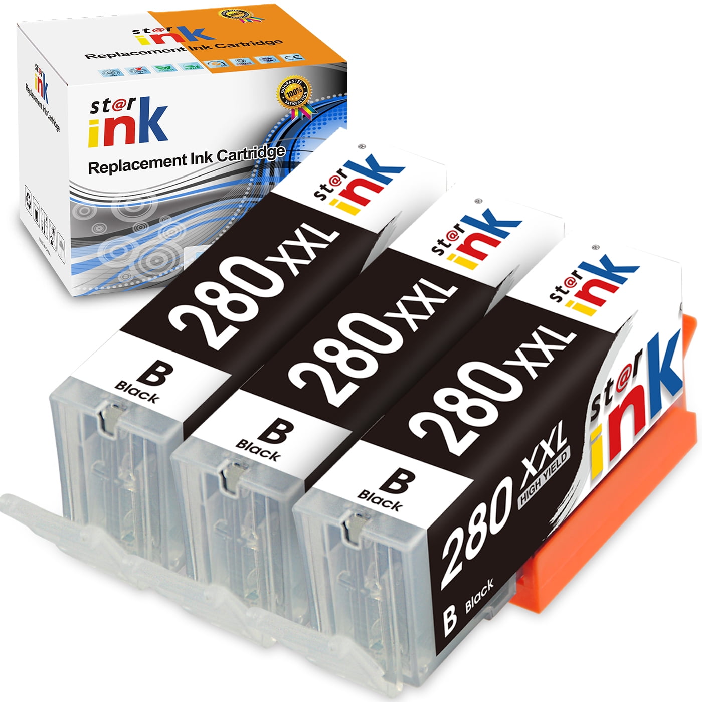 280 Ink Cartridges for Canon 280 XXL 280XL PGI-280XXL Black Ink Cartridges for Canon Pixma TR7520 TR8520 TS6220 TS6120 TS8120 TS8220 TS9120 TS9520 Printer (3 PGBK, Large Black)