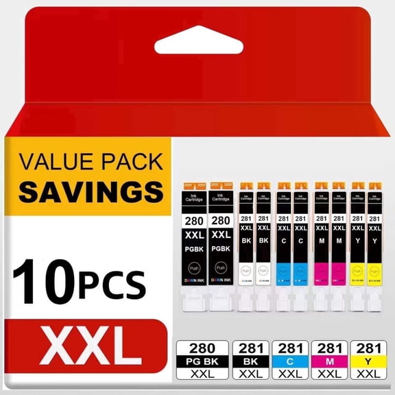 280 Ink Cartridges Compatible for Canon Ink 280 and 281 for Canon Pixma TR8520 TR8620a TS8120 Printer (10 pack)