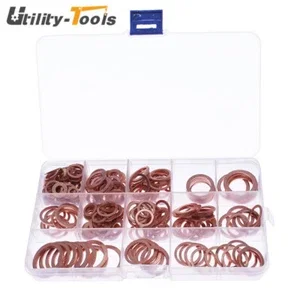 280 Kit 12 Sizes Assorted Solid Copper Crush Washers Seal Flat Ring