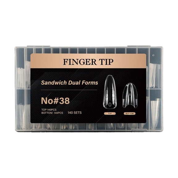 280 Pcs Sandwich Dual Nail Forms for Acrylic Gel Extension, Clear Reusable C-Curve Nail Molds