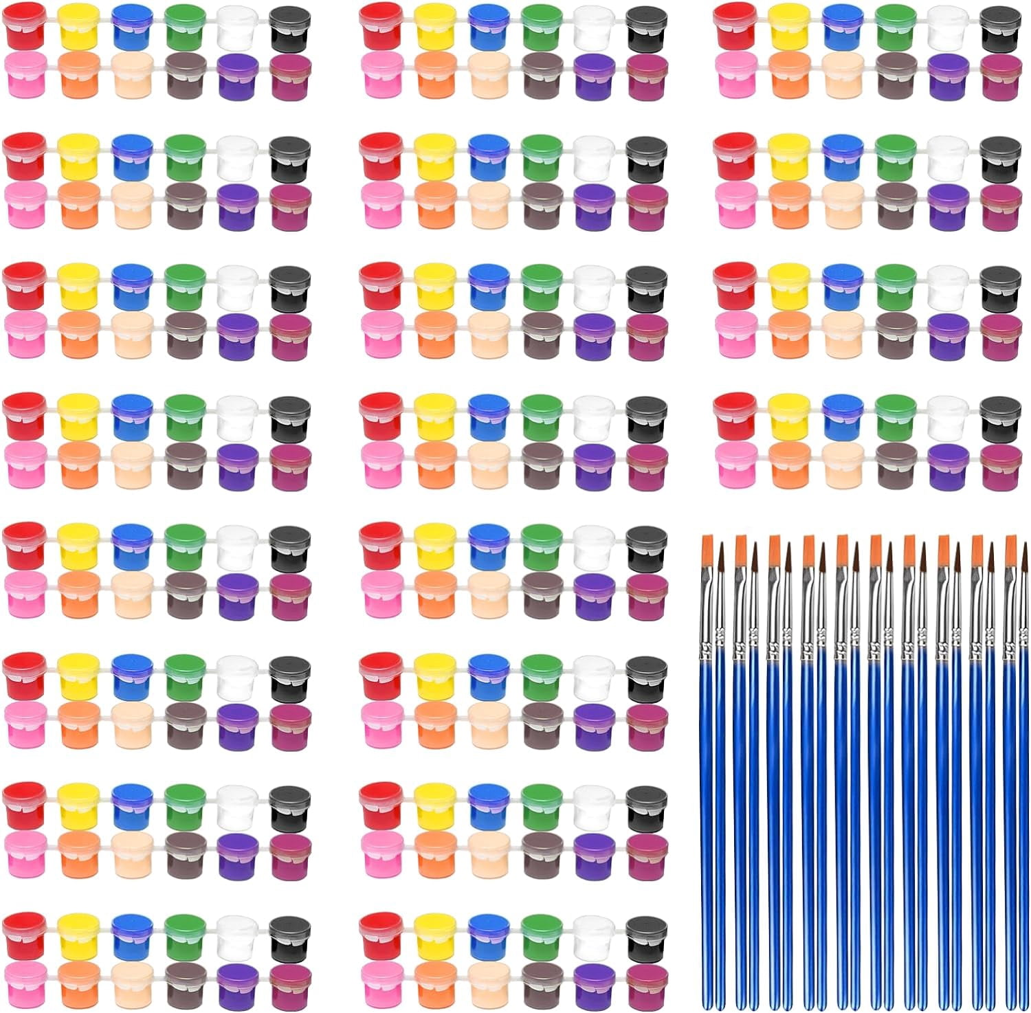 280 Pcs Washable Acrylic Paint for Kids Arts and Crafts, 20 Gouache Watercolor Paint Sets of 12 Colors for Party Classroom Painting Supplies, 20 Flat and 20 Pointed Brushes
