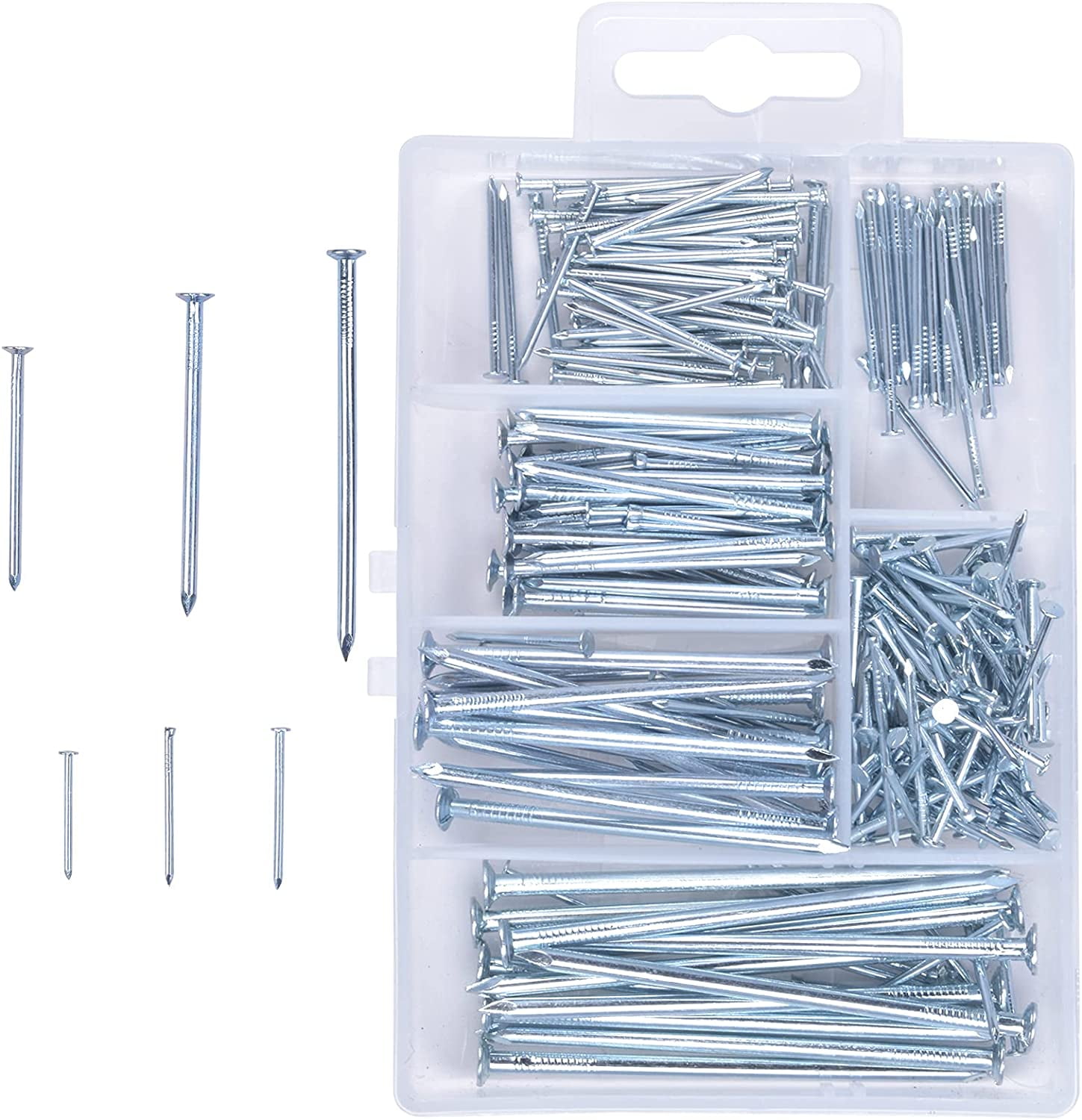 280 Pieces Nail Assortment Galvanized Flat Head Nails Hardware Construction Nails for Picture, Wood and Assorted Nails