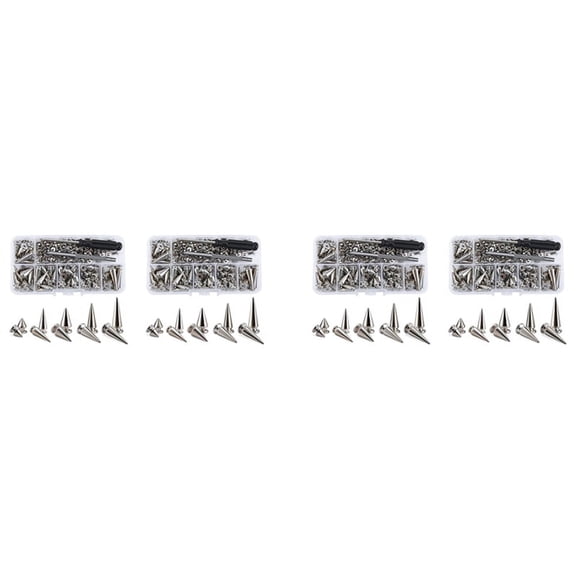 280 Sets Silver Mixed Shape Spikes and Studs Cone Croc Spikes Leather Kit for Clothing Shoes Belts DIY