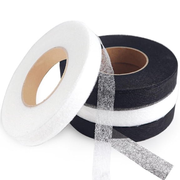 280 Yards Iron on Hemming Tape,4 Rolls 0.59 inch Stitch Witchery Fusible Bonding Web for Fabric,No Sew Fabric Fusing Tape for Curtains Clothing Fabrics Handmade Crafts(Black and White)