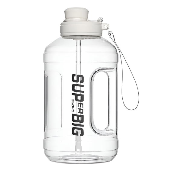 2800 ML/93 OZ Large Portable Sports Water Bottle with Handle Durable Gallon Water Bottles Large Plastic Water Bottles Fitness Sipper for Indoor Outdoor White