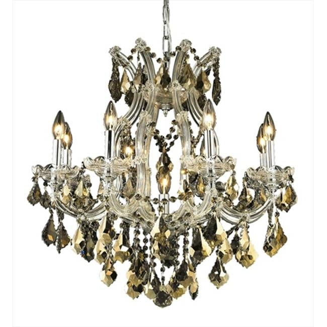 Maria Theresa 26" Chrome Chandelier with Golden Teak Crystals